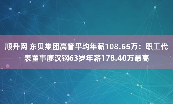 顺升网 东贝集团高管平均年薪108.65万：职工代表董事廖汉钢63岁年薪178.40万最高