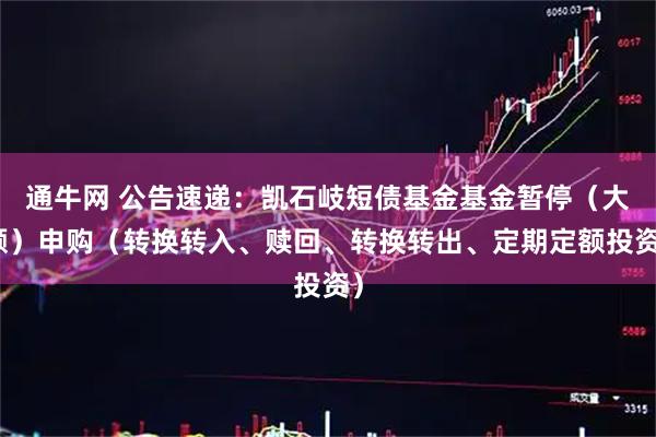 通牛网 公告速递：凯石岐短债基金基金暂停（大额）申购（转换转入、赎回、转换转出、定期定额投资）