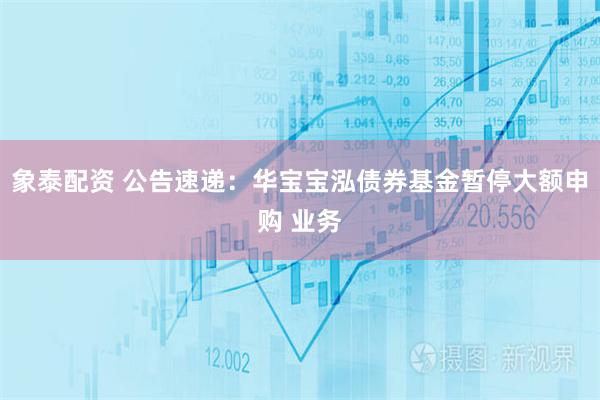 象泰配资 公告速递：华宝宝泓债券基金暂停大额申购 业务